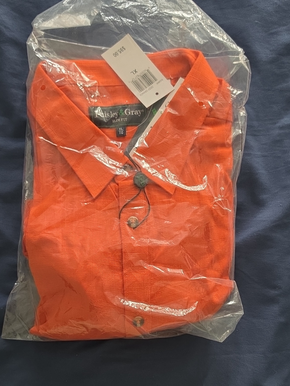 Paisley & Gray Men's Deep Orange Button-Down Shirt. ***Small Snag Damage***